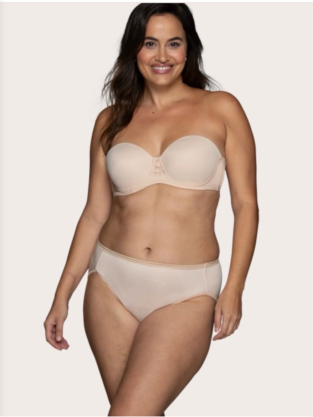 Vanity Fair Strapless Bra and Brief Set in Nude Beige